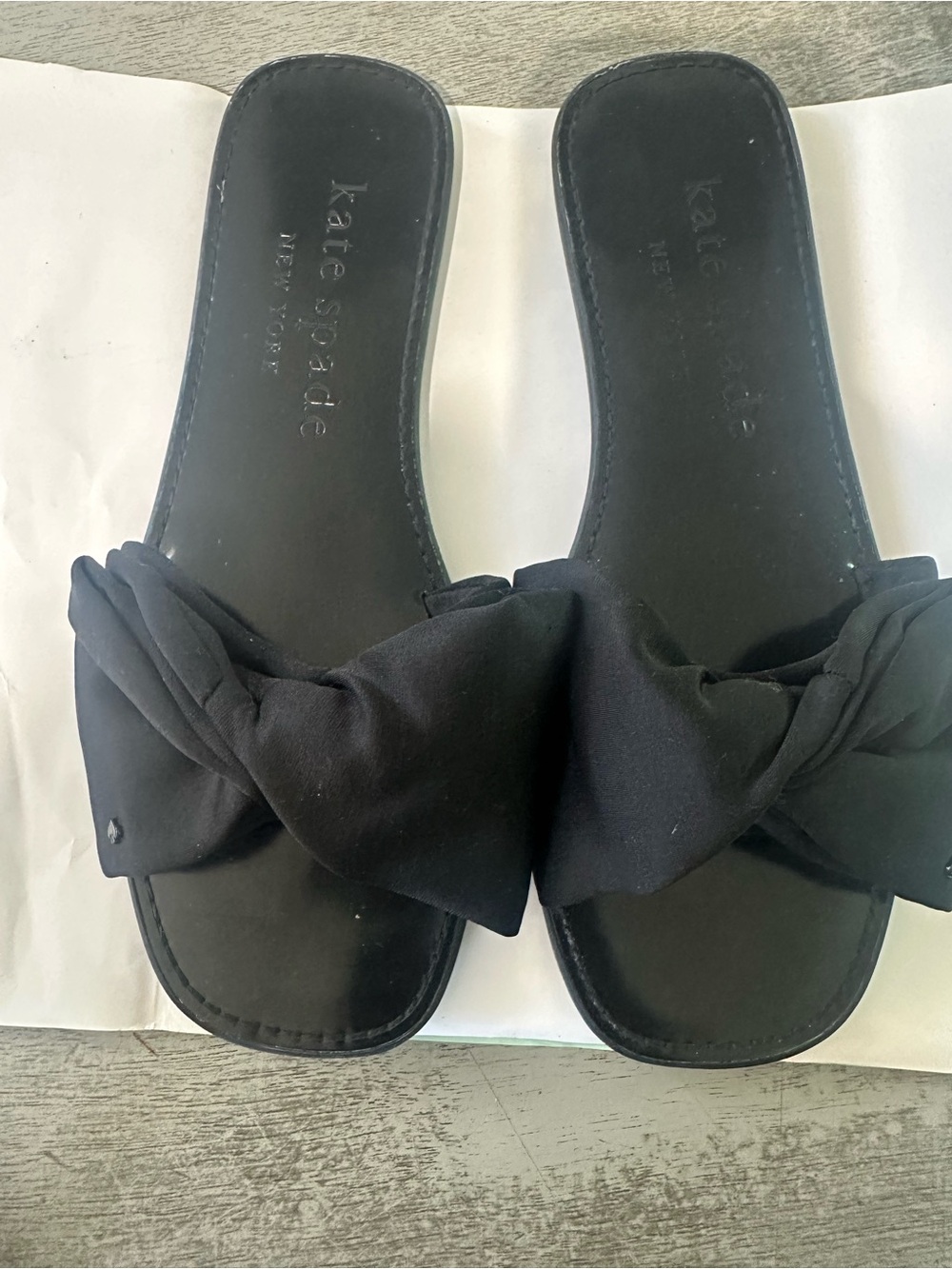 kate spade Black Knotted Slide Sandals